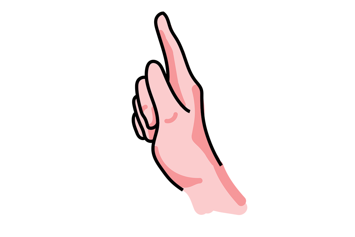 Animated illustration of a hand pointing upward with one finger