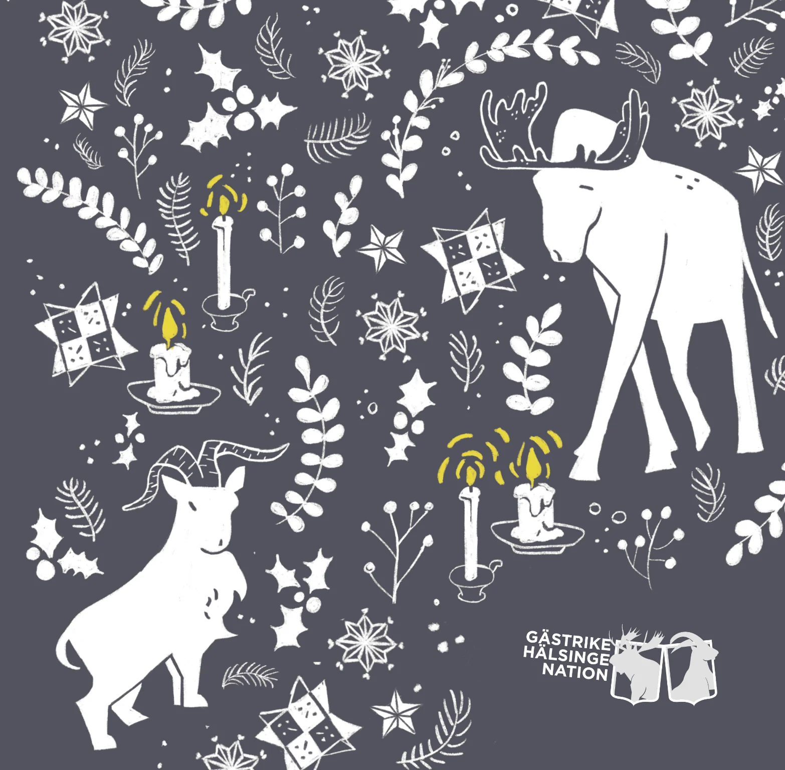 Scandinavian holiday illustration for Gästrike-Hälsinge Nation
