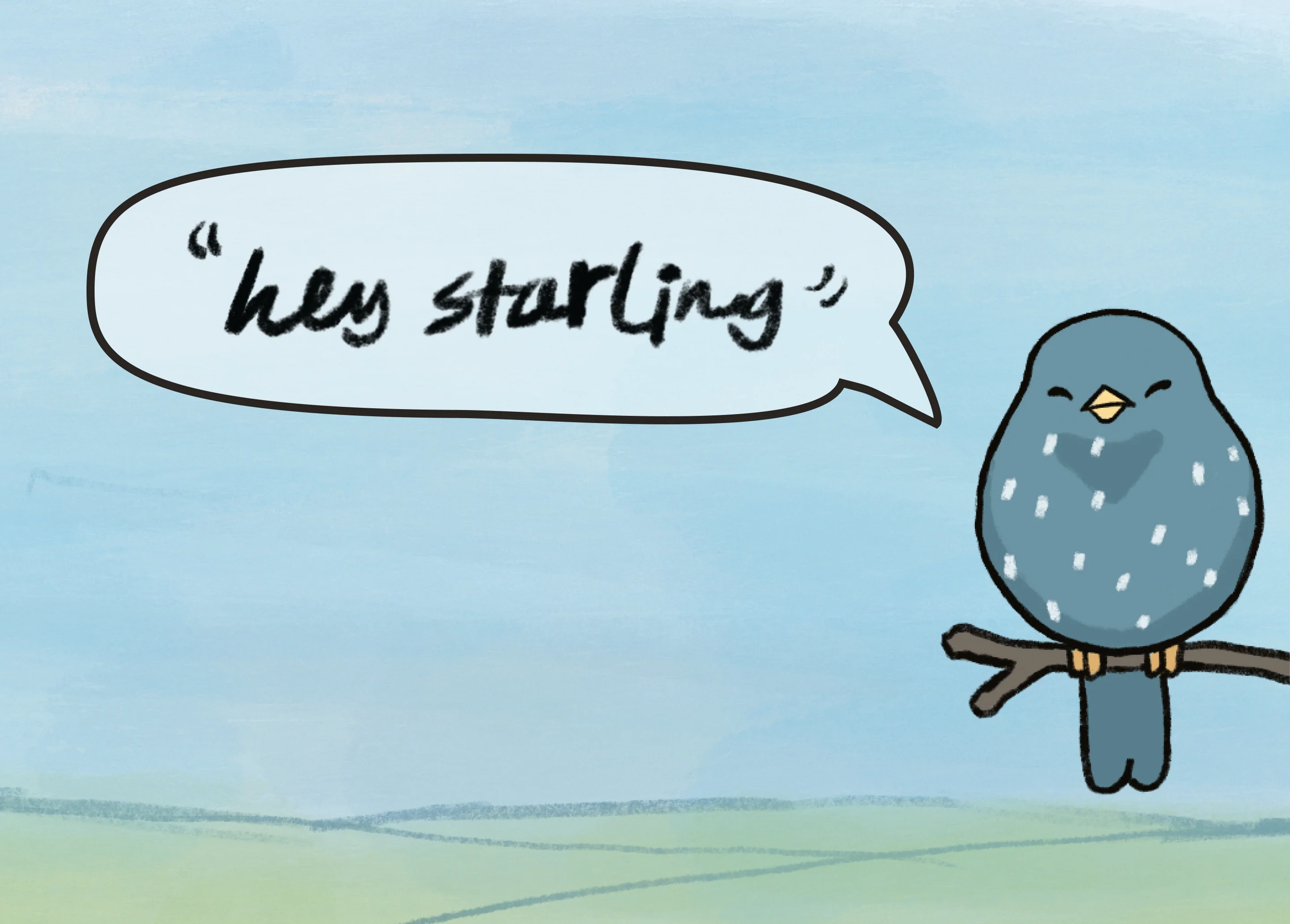 Starling CARE — home screen with forward-facing bird mascot