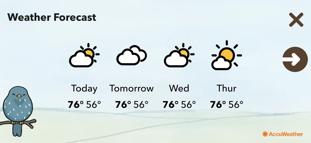 Starling screen: weather forecast