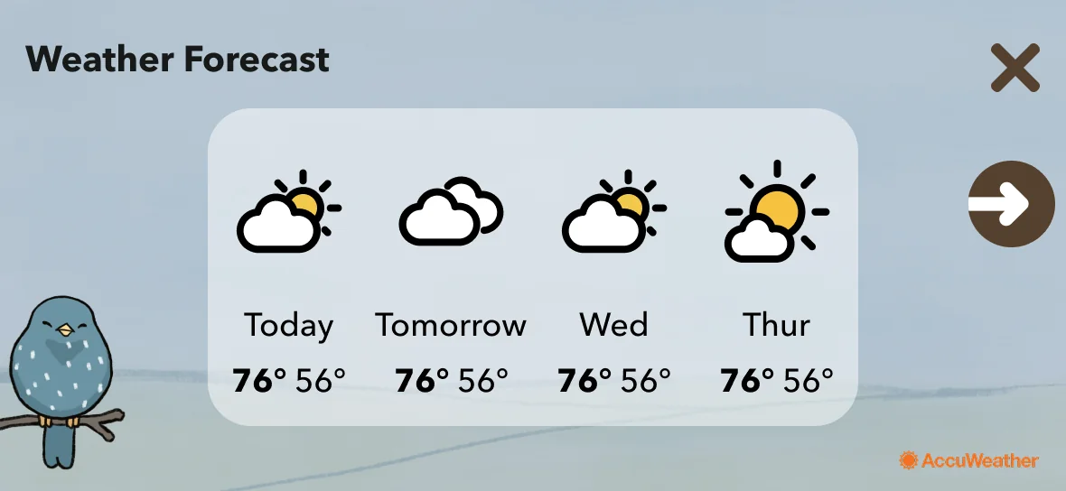 Starling screen: weather forecast